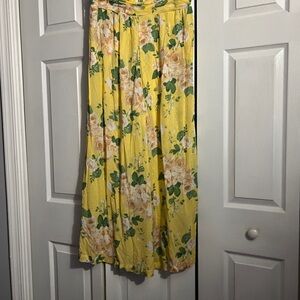 Laura Ashley Yellow Floral Wide Leg Pants